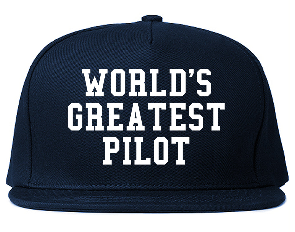 Worlds Greatest Pilot Mens Snapback Hat Navy Blue