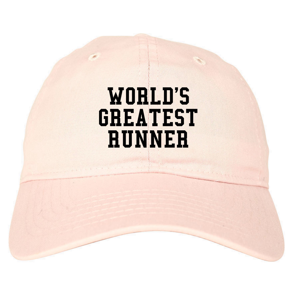 Worlds Greatest Runner Funny Fitness Mens Dad Hat Pink