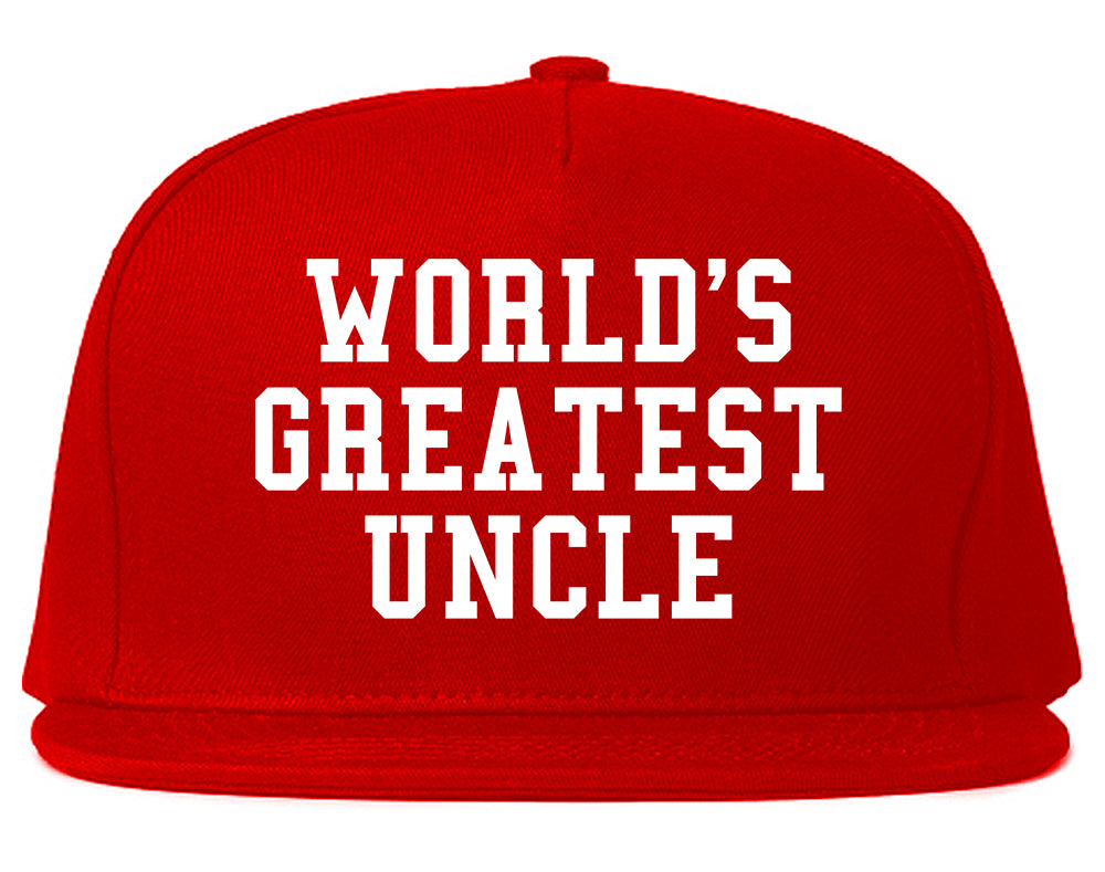Worlds Greatest Uncle Birthday Gift Mens Snapback Hat Red