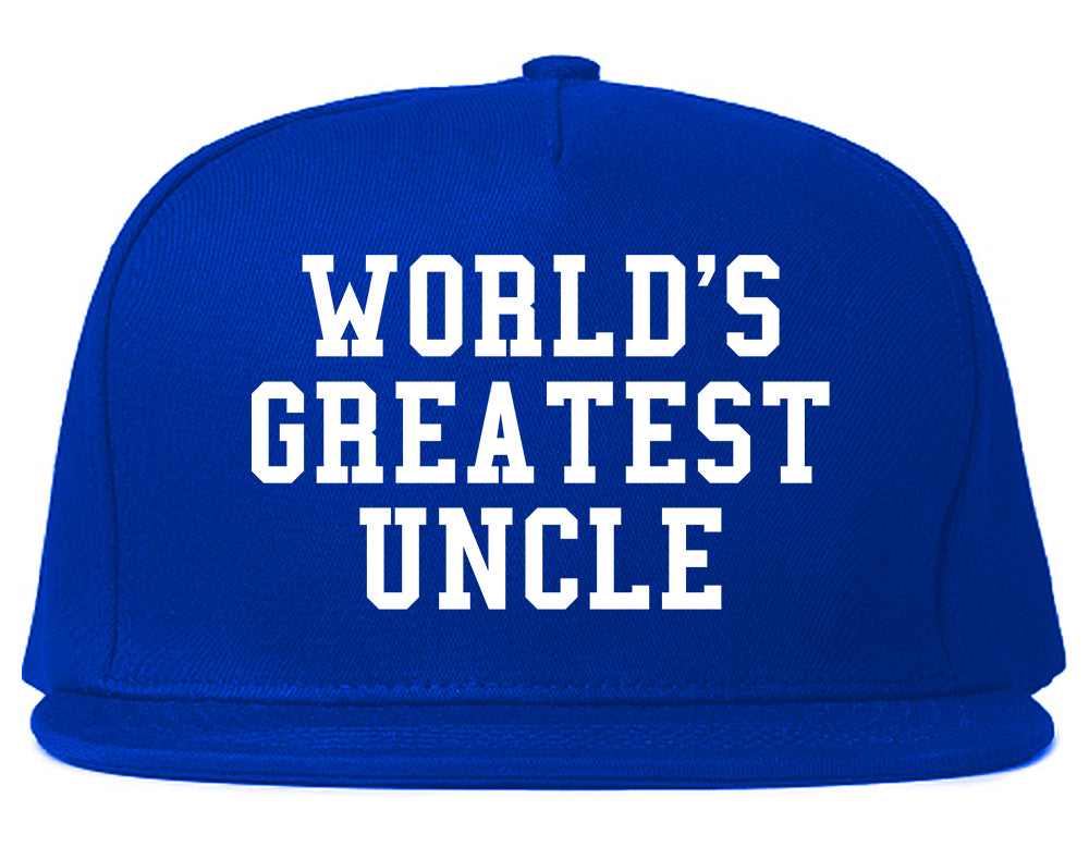 Worlds Greatest Uncle Birthday Gift Mens Snapback Hat Royal Blue