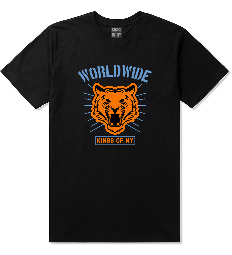 Worldwide Tiger Face Mens T Shirt Black