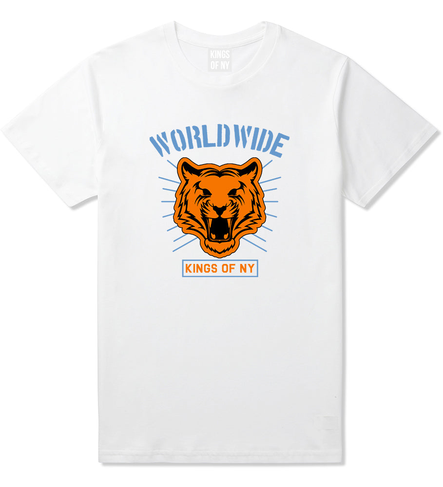 Worldwide Tiger Face Mens T Shirt White