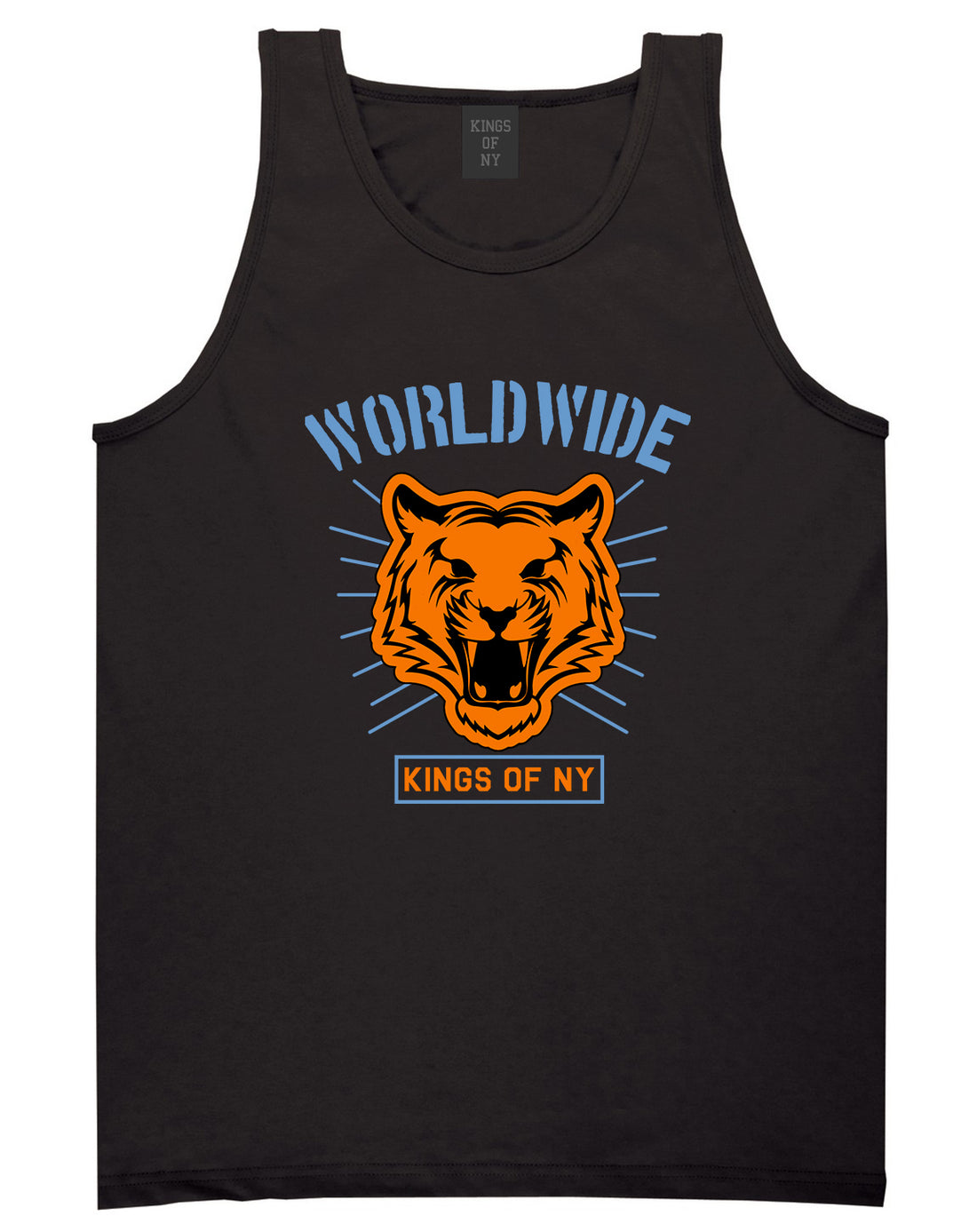 Worldwide Tiger Face Mens Tank Top Shirt Black