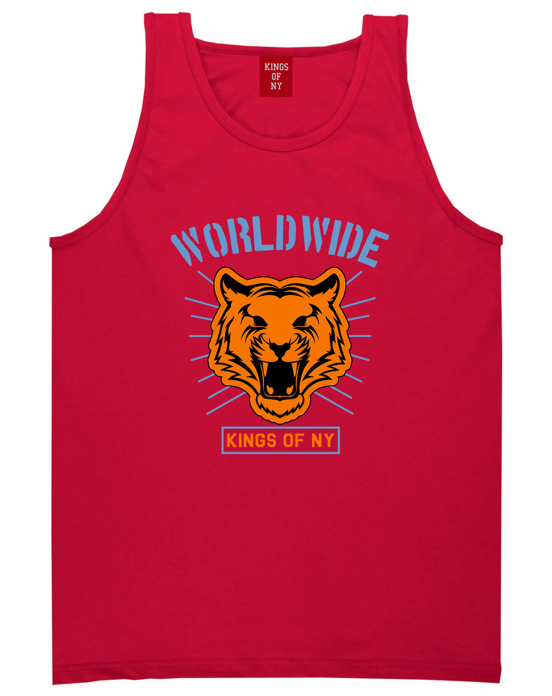 Worldwide Tiger Face Mens Tank Top Shirt Red