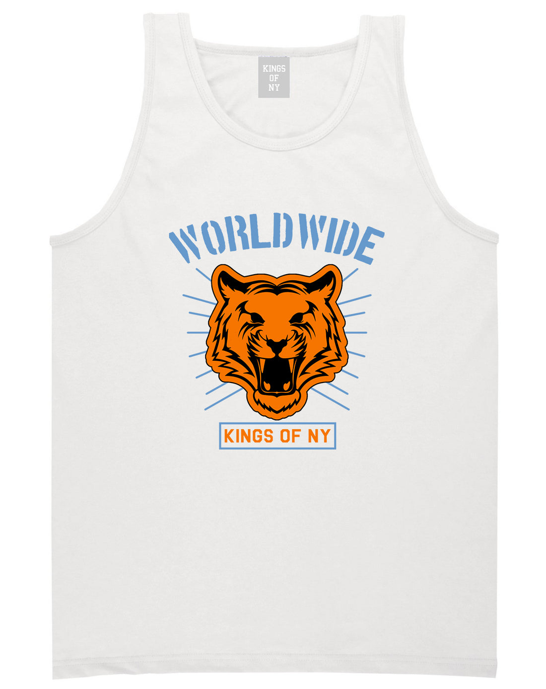Worldwide Tiger Face Mens Tank Top Shirt White