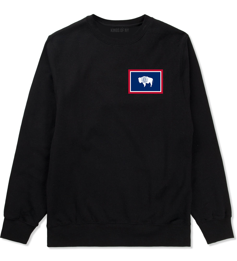 Wyoming State Flag WY Chest Mens Crewneck Sweatshirt Black