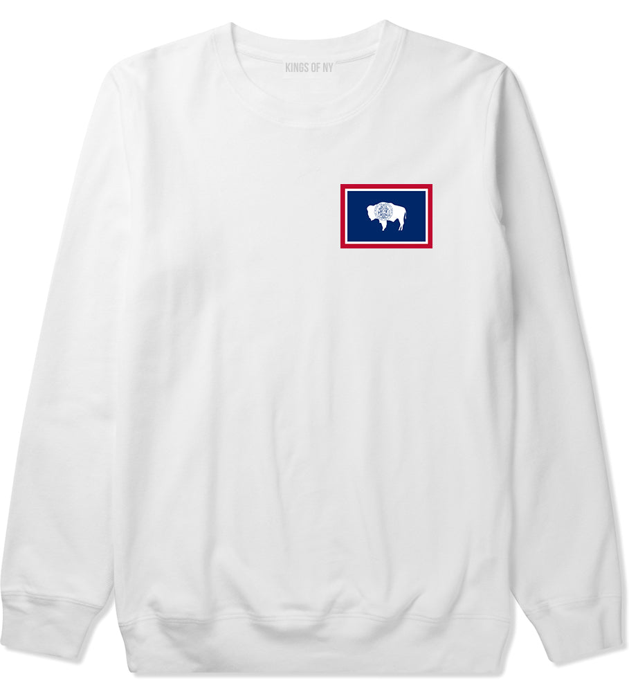 Wyoming State Flag WY Chest Mens Crewneck Sweatshirt White