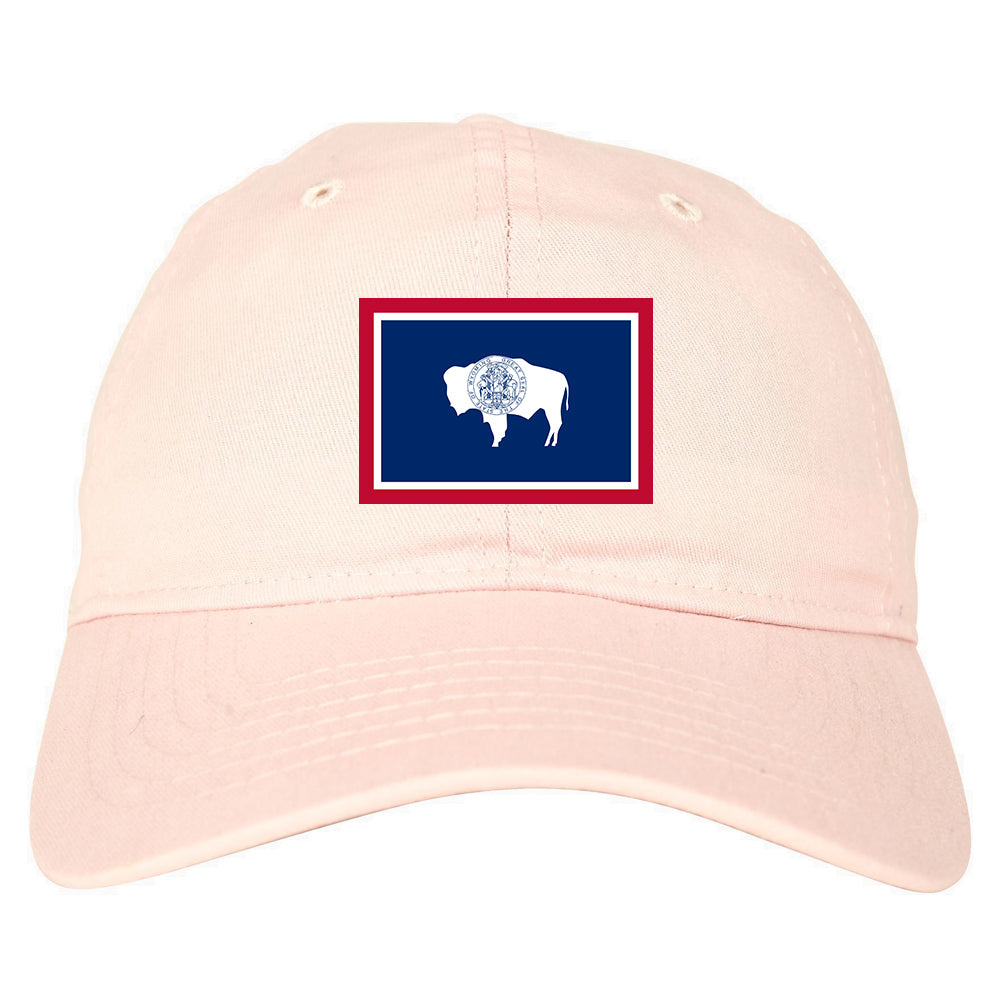 Wyoming State Flag WY Chest Mens Dad Hat Pink