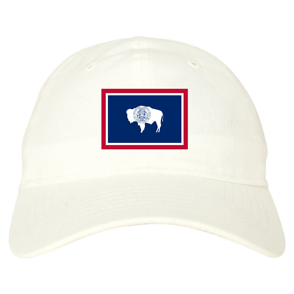 Wyoming State Flag WY Chest Mens Dad Hat White