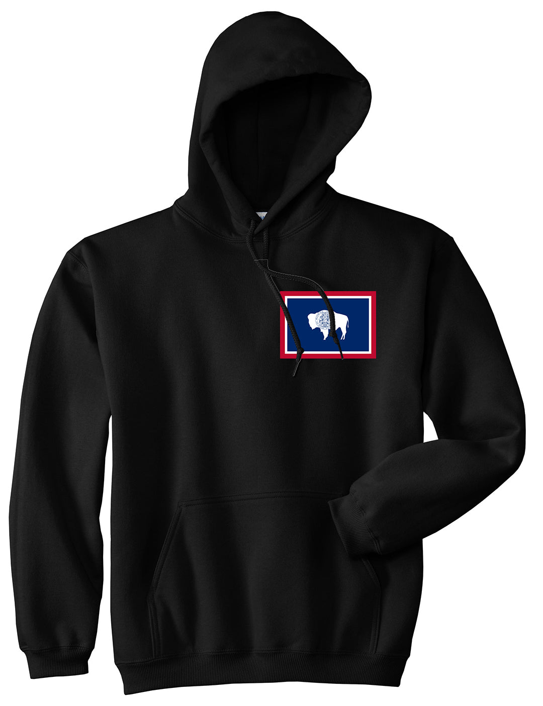 Wyoming State Flag WY Chest Mens Pullover Hoodie Black