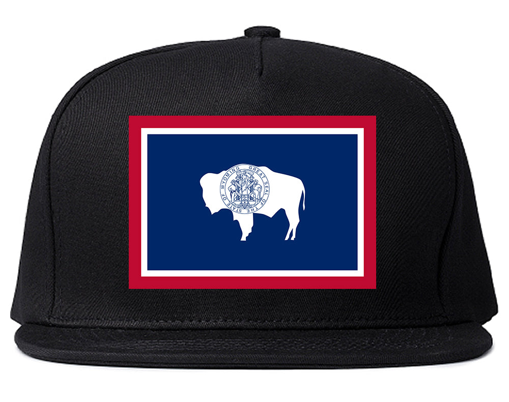 Wyoming State Flag WY Chest Mens Snapback Hat Black