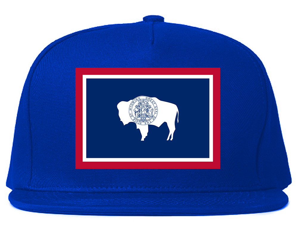Wyoming State Flag WY Chest Mens Snapback Hat Royal Blue