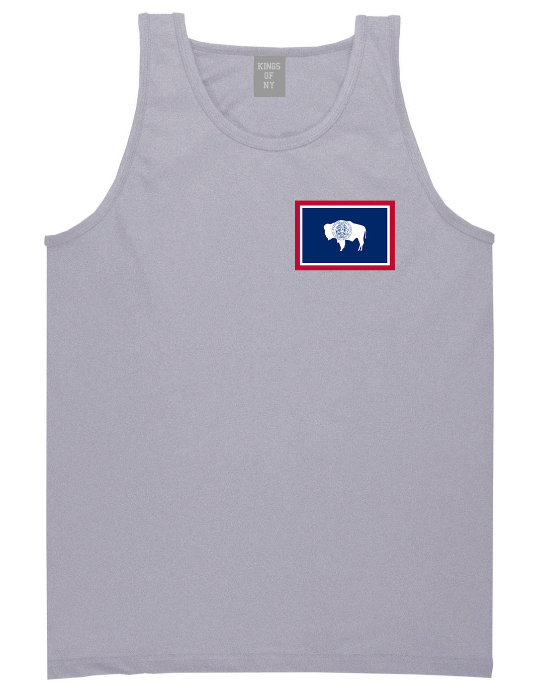 Wyoming State Flag WY Chest Mens Tank Top T-Shirt Grey