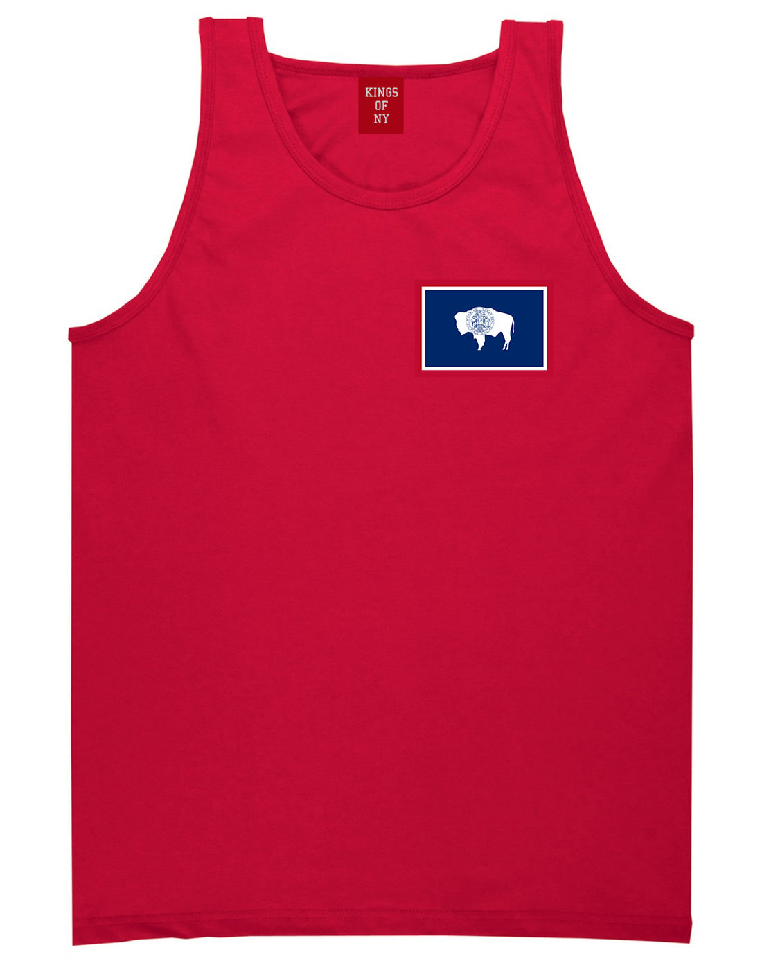 Wyoming State Flag WY Chest Mens Tank Top T-Shirt Red