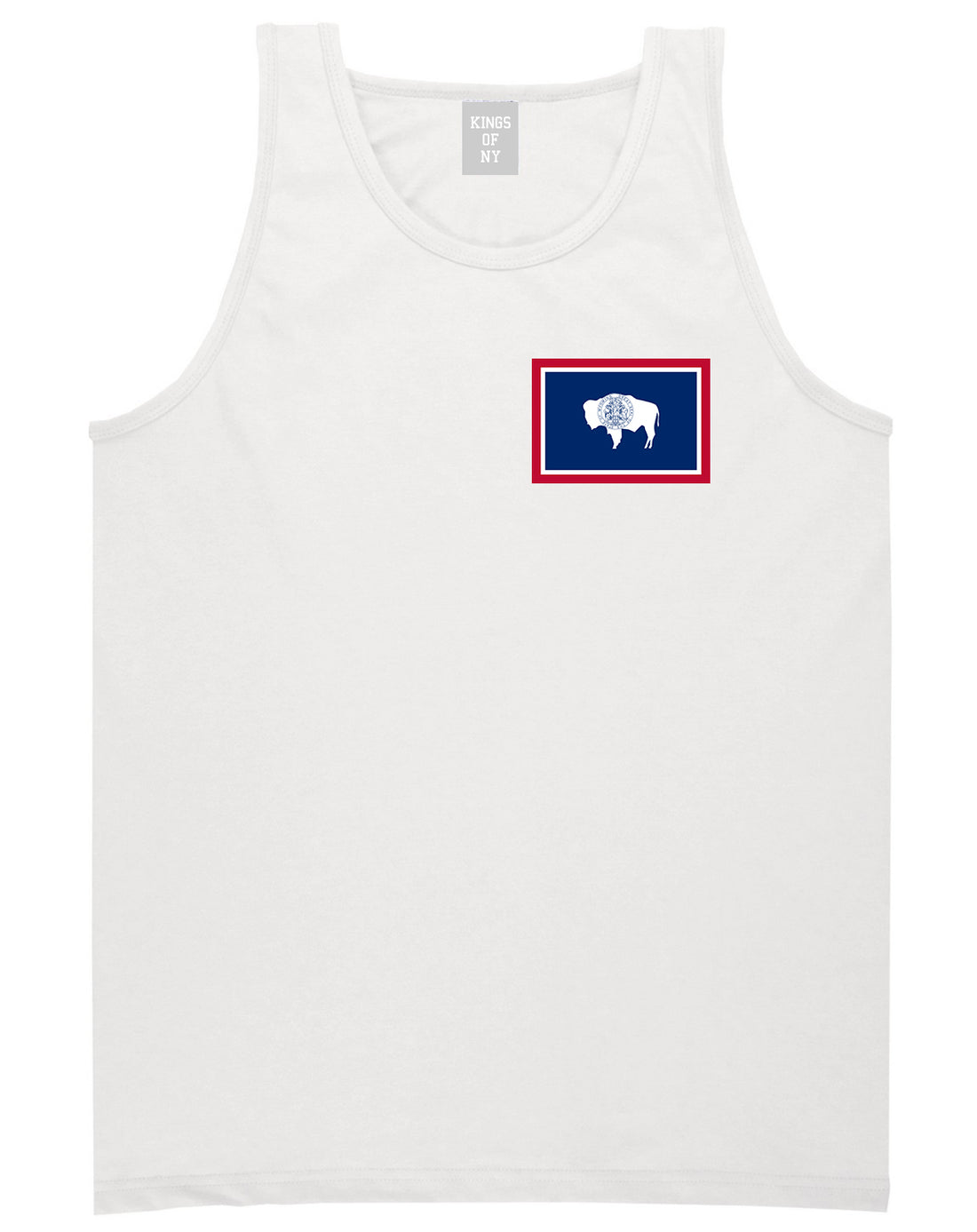 Wyoming State Flag WY Chest Mens Tank Top T-Shirt White