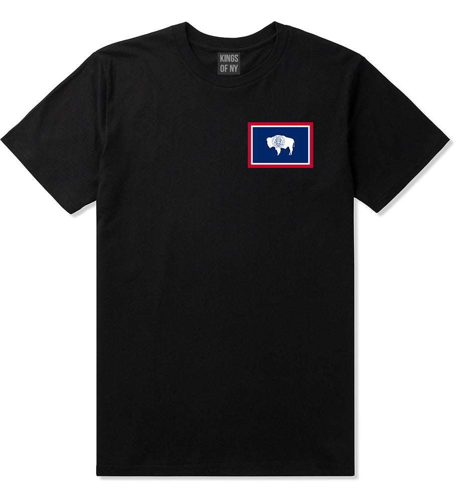 Wyoming State Flag WY Chest Mens T-Shirt Black