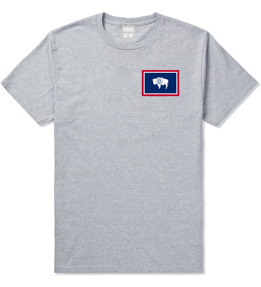 Wyoming State Flag WY Chest Mens T-Shirt Grey