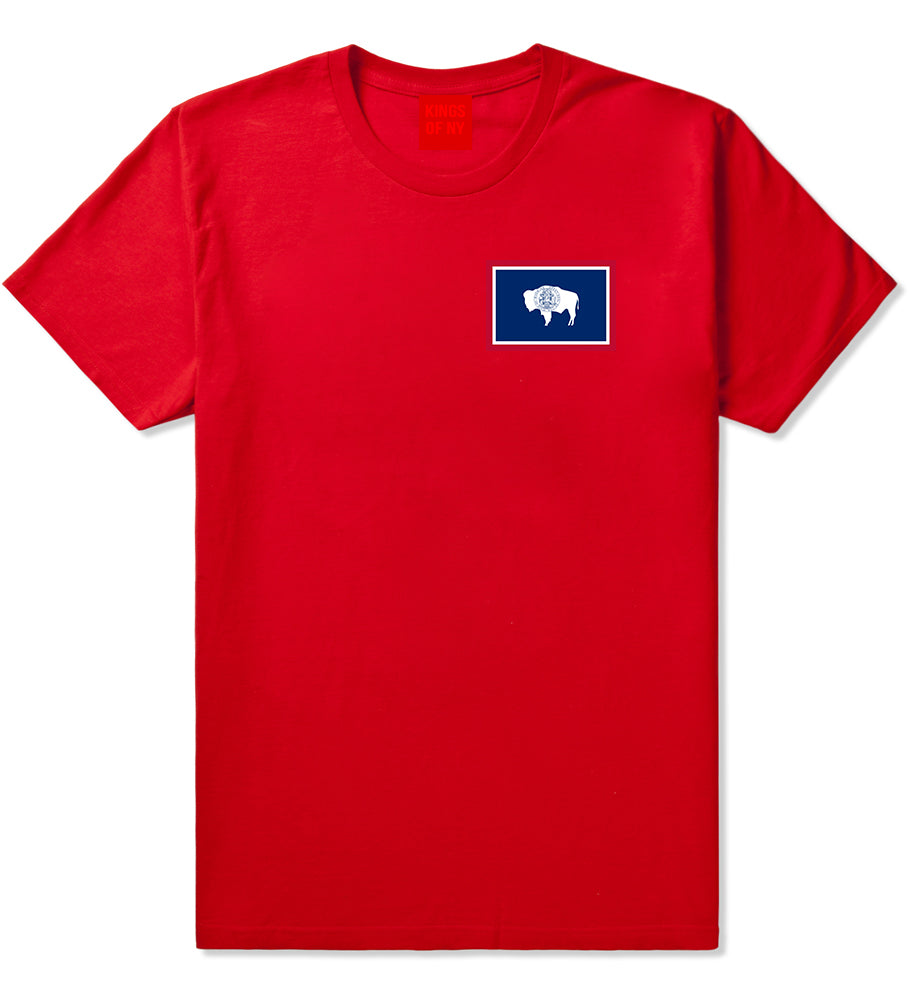 Wyoming State Flag WY Chest Mens T-Shirt Red