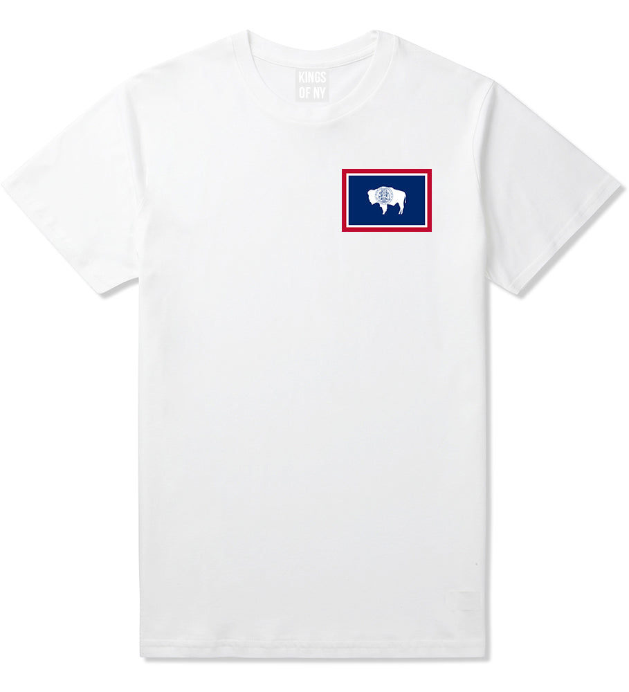 Wyoming State Flag WY Chest Mens T-Shirt White