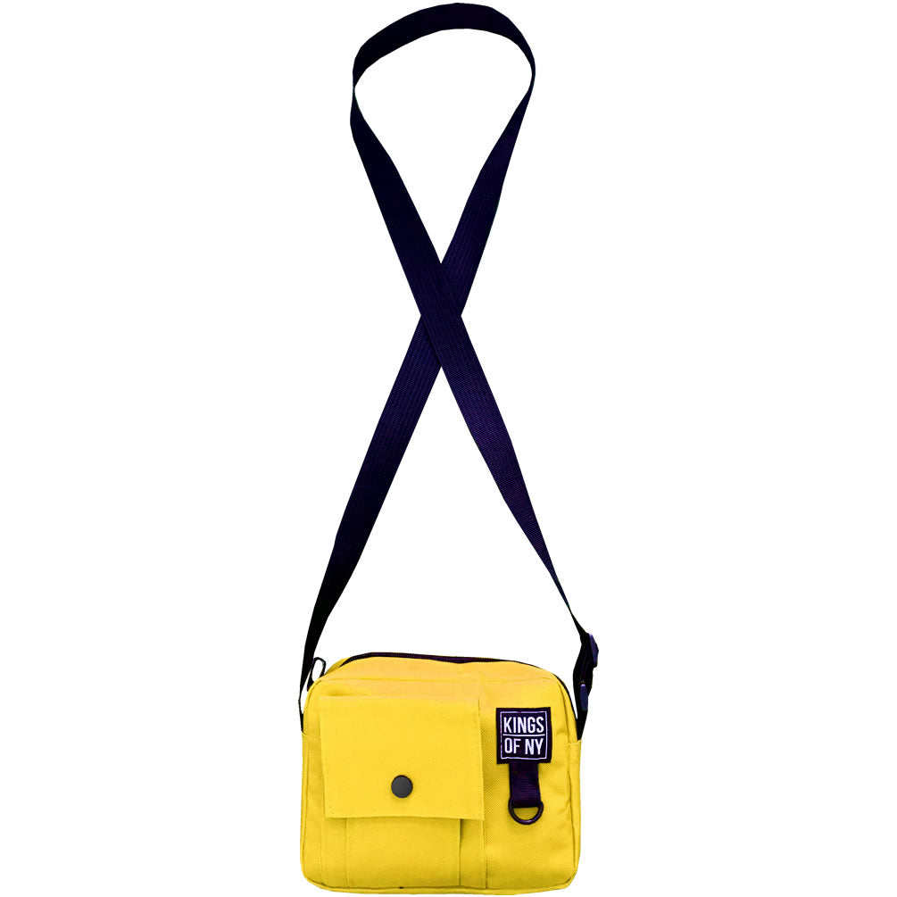 Yellow Front Pocket Mens Canvas Crossbody Sling Bag