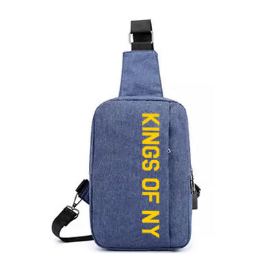 Yellow Logo USB Charging Cross Body Chest Bag Blue