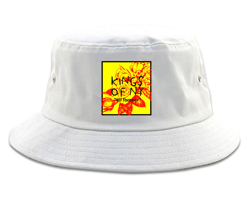 Yellow Rose Till Forever Box Logo Mens Bucket Hat White
