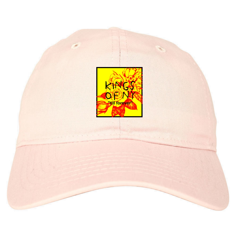 Yellow Rose Till Forever Box Logo Mens Dad Hat Baseball Cap Pink