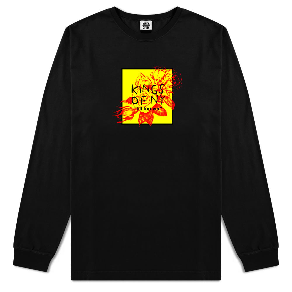 Yellow Rose Till Forever Box Logo Mens Long Sleeve T-Shirt Black
