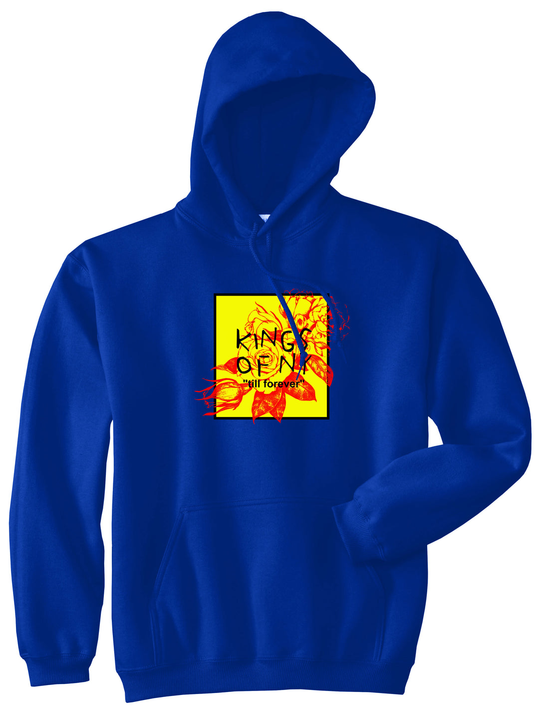 Yellow Rose Till Forever Box Logo Mens Pullover Hoodie Sweatshirt Royal Blue