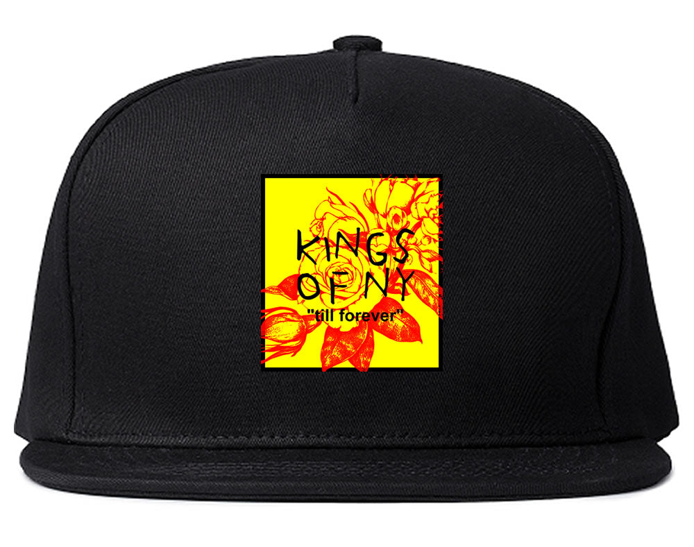 Yellow Rose Till Forever Box Logo Mens Snapback Hat Black