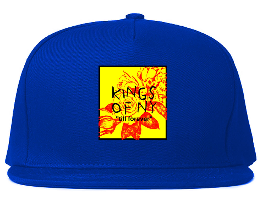 Yellow Rose Till Forever Box Logo Mens Snapback Hat Royal Blue