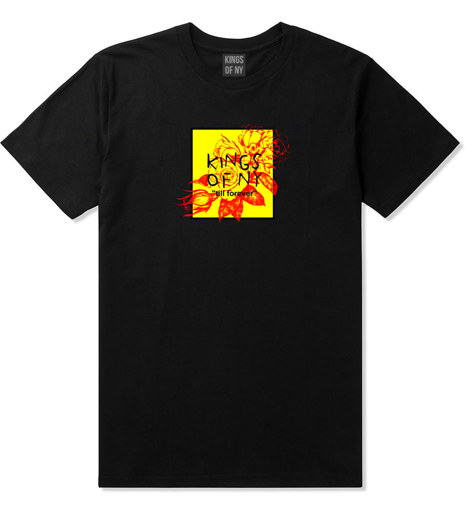 Yellow Rose Till Forever Box Logo Mens T-Shirt Black