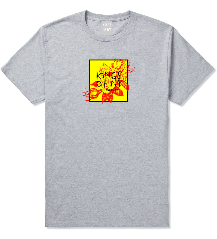 Yellow Rose Till Forever Box Logo Mens T-Shirt Grey