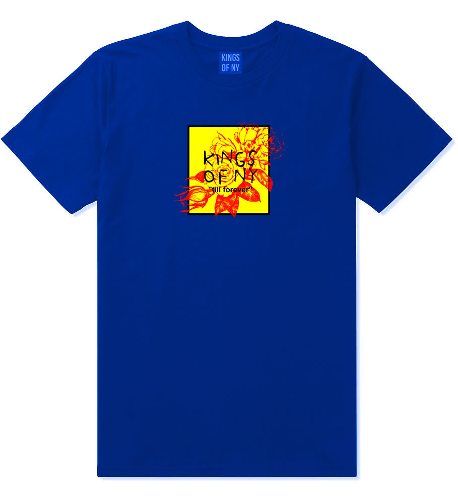 Yellow Rose Till Forever Box Logo Mens T-Shirt Royal Blue