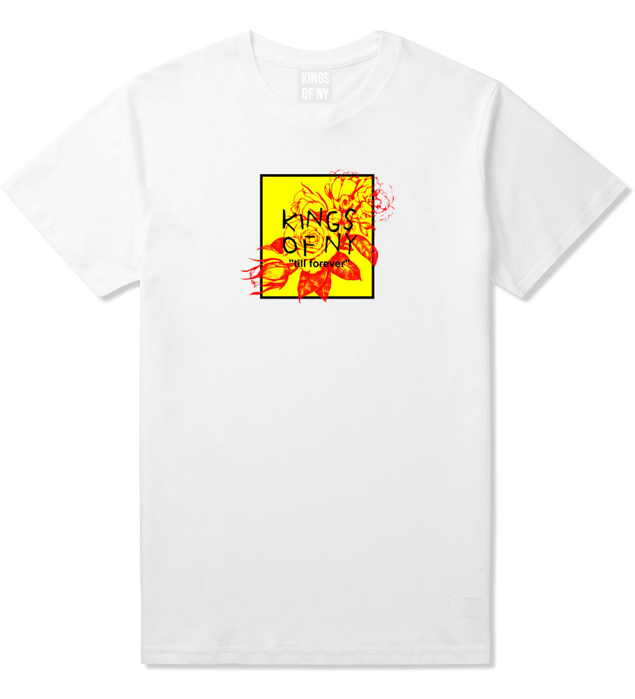 Yellow Rose Till Forever Box Logo Mens T-Shirt White