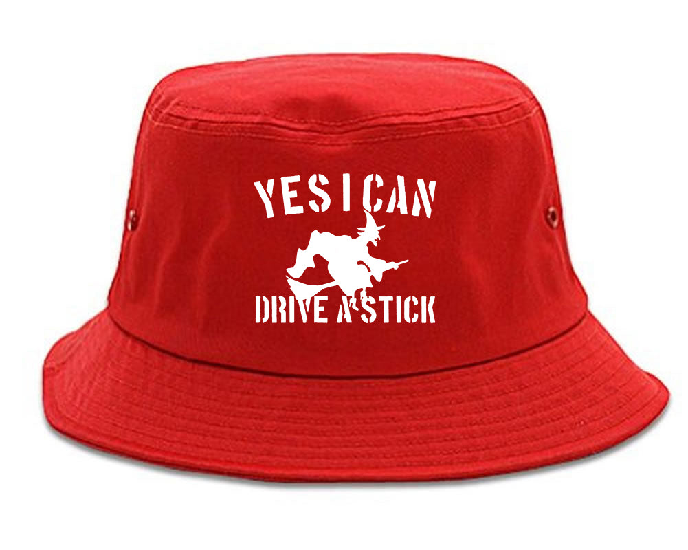 Yes I Can Drive A Stick Witch Mens Bucket Hat Red