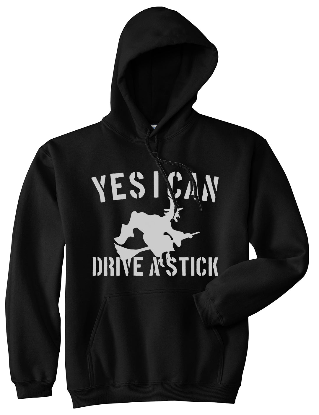 Yes I Can Drive A Stick Witch Mens Pullover Hoodie Black