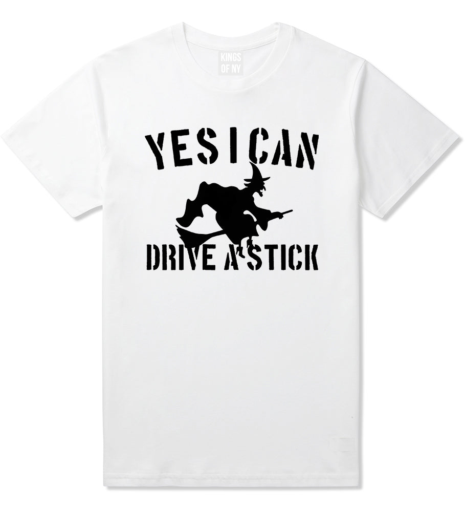 Yes I Can Drive A Stick Witch Mens T-Shirt White