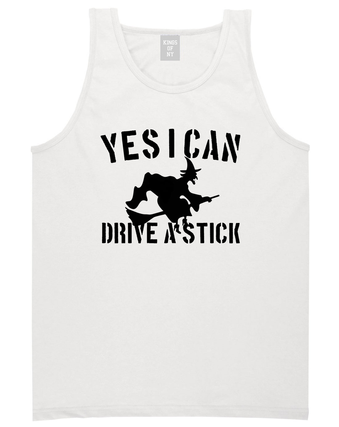 Yes I Can Drive A Stick Witch Mens Tank Top T-Shirt White