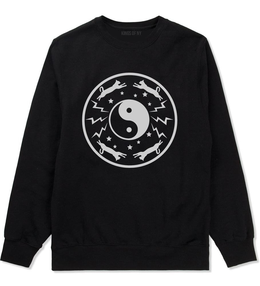 Yin And Yang Cat Galaxy Mens Crewneck Sweatshirt Black