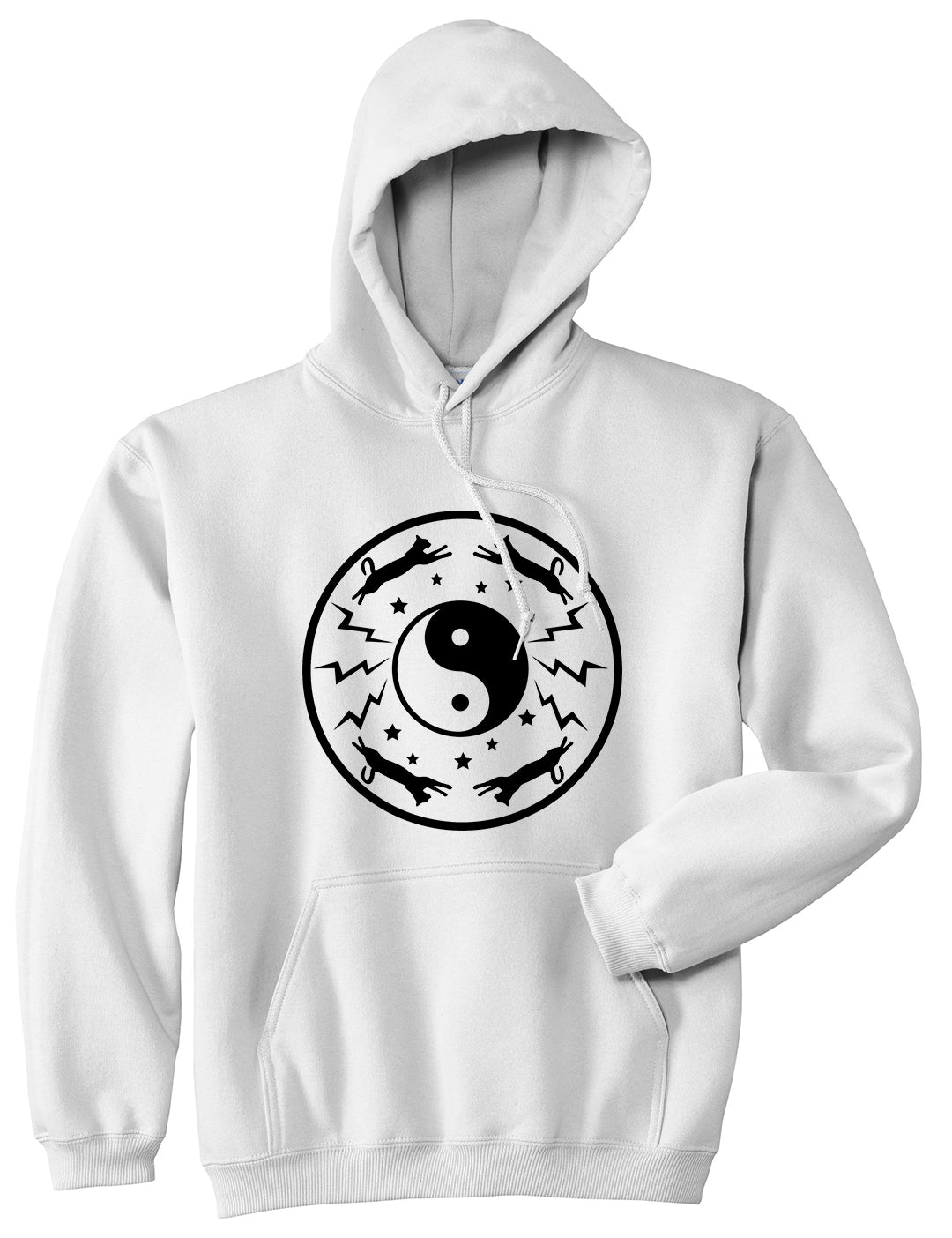 Yin And Yang Cat Galaxy Mens Pullover Hoodie White