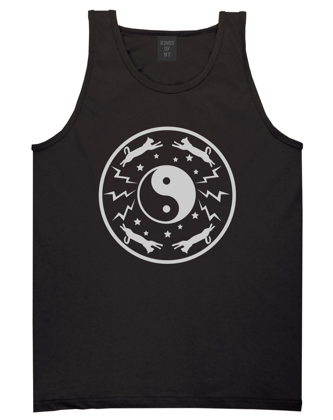 Yin And Yang Cat Galaxy Mens Tank Top T-Shirt Black