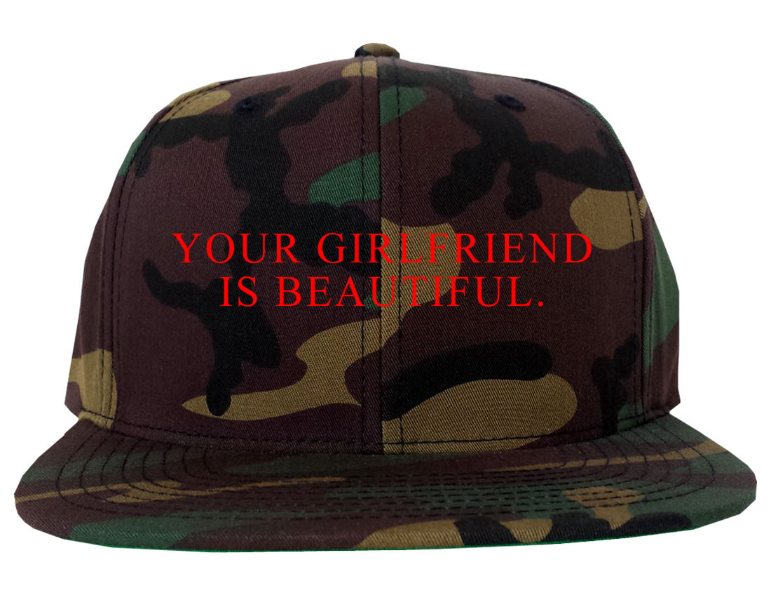 Your Girlfriend Is Beautiful Rose Mens Snapback Hat Camo