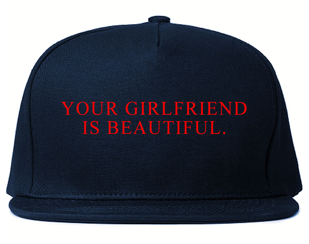 Your Girlfriend Is Beautiful Rose Mens Snapback Hat Navy Blue