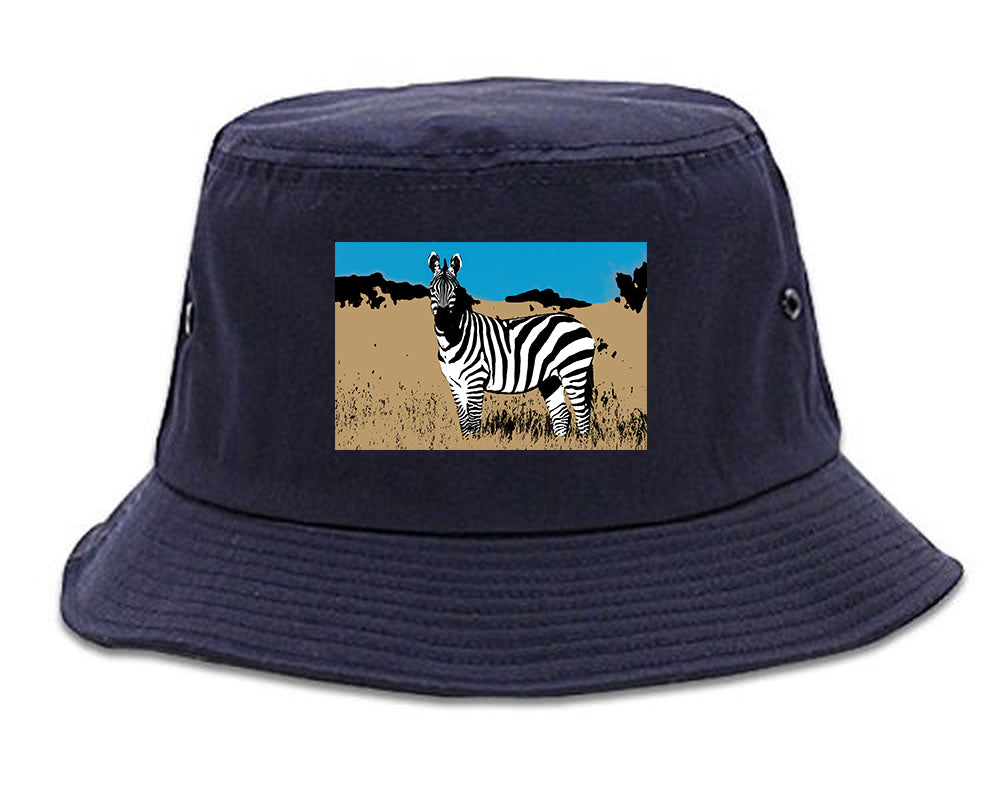 Zebra Artwork Wildlife Mens Snapback Hat Navy Blue