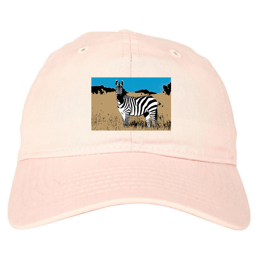 Zebra Artwork Wildlife Mens Dad Hat Baseball Cap Pink
