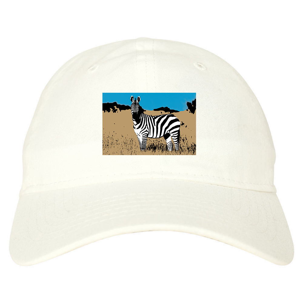 Zebra Artwork Wildlife Mens Dad Hat Baseball Cap White