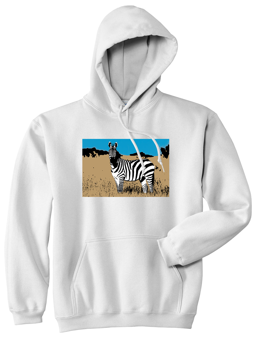 Zebra Artwork Wildlife Mens Pullover Hoodie White