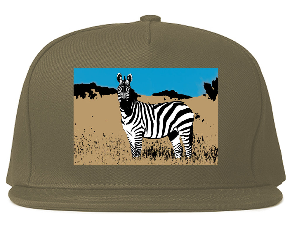 Zebra Artwork Wildlife Mens Snapback Hat Grey