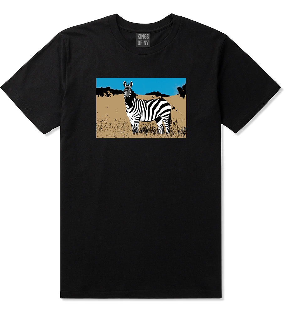 Zebra Artwork Wildlife Mens T Shirt Black